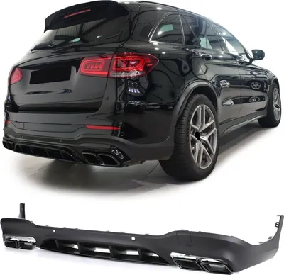 Produktbild von Heck Diffusor Sport Ausführung mit schwarzen Endrohren für Mercedes GLC X253
