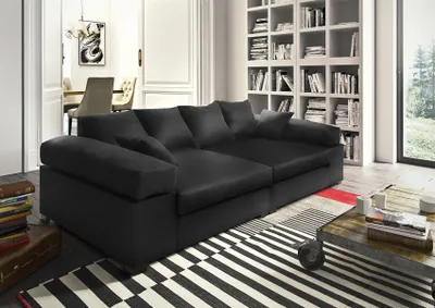 Produktbild von Big Sofa Couchgarnitur Megasofa Riesensofa AREZZO - Kunstleder Schwarz