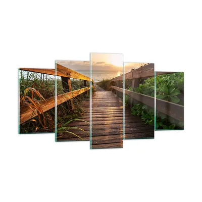 Produktbild von Bilder auf glas - Fußgängerbrücke Meer Strand Ufer - 160x85cm - Glasbilder - Wandbilder - Kunstdruck - zum Aufhängen bereit - Wanddekoration aus Glas - Glas Bilder - Wandbild auf Glas - GEA160x85-2617