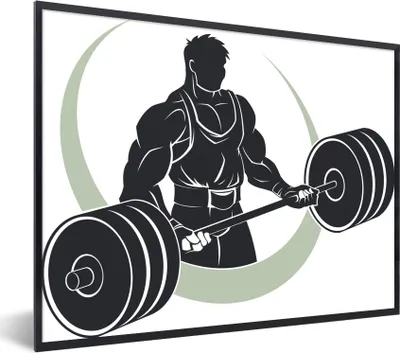 Produktbild von MuchoWow® Gerahmtes Poster Eine Illustration eines Mannes mit Gewichten. 40x30 cm - Poster mit Schwarzem Bilderrahmen Wandposter Rahmen Foto Bilder - Kunstposter - Wanddekorationen