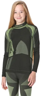 Produktbild von Ladeheid Kinder Mädchen Jungen Thermoaktives Langarm Shirt LASS0008 (Schwarz/Grün, 122-128)