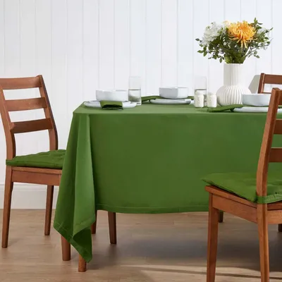 Image de HOMESCAPES Nappe vert olive 137 x 178 cm, 100 % coton