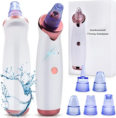 Image de Nettoyeur de pores électrique, éliminateur de points noirs, aspirateur de pores, nettoyeur de visage avec écran LED, 4 embouts et 3 modes, blanc, Retoo