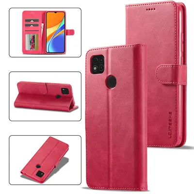Obrázek produktu pro Pouzdro pro Xiaomi Redmi 9C, kožené flipové pouzdro s magnetickým uzávěrem a stojánkem, ochranné pouzdro Růžový