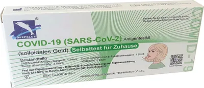 Produktbild von 1 x Antigentestkit Deepblue Selbsttest für zu Hause Bfam zertifiziert - kolloidales Gold Test-ID AT1190/21