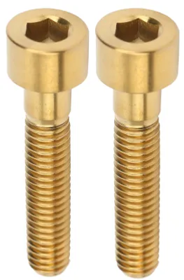 Productafbeelding van 2 stuks M6x30mm schroeven voor voorbouw van fietsstuur, geschikt voor mountainbikes en racefietsen, inclusief bevestigingsschroeven voor de balhoofdset, goudkleurig