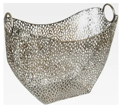 Produktbild von Zeitungskorb aus Metall, 41x52x27cm, antik-silber in gebürsteter Optik
