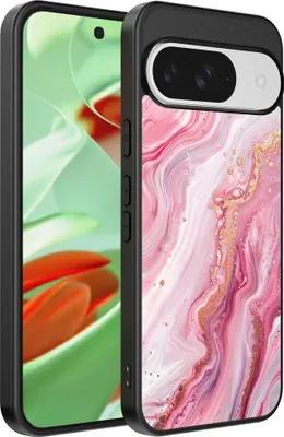 Immagine prodotto di Custodia per Google Pixel 9 Pro con stampa in marmo - Custodia in TPU con design in marmo - Rosa - Smartphonica