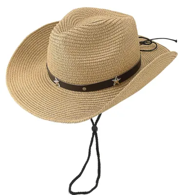 Produktbild von Stroh-Cowboyhut für Kinder, Western-Sommerhut mit Gürtelschnalle, 2-9 Jahre