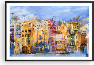 Produktbild von Gerahmtes Poster - Schwarzer Rahmen - Altstadt Mietshaus - 91,5x61 cm - Wand Bild - Wanddeko - Wandbilder - Kunstposter - Wandposter - Bilderrahmen - Bilder - Kunstdruck - Wandbild - P2BAA91x61-3419