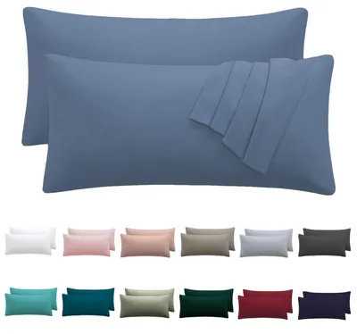 Immagine prodotto di Set di 2 federe per cuscini, 40 x 80 cm, colore blu, in microfibra