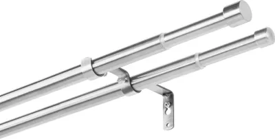 A close-up view of a double curtain rod system.