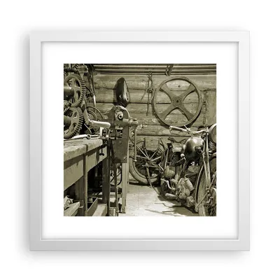 Produktbild von Gerahmtes Poster - Weißer Rahmen - Werkstatt Motor - 30x30 cm - Wand Bild - Wanddeko - Wandbilder - Kunstposter - Wandposter - Bilderrahmen - Bilder - Kunstdruck - Wandbild - P2WAC30x30-3519