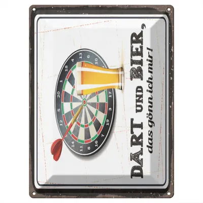 Produktbild von Blechschild Wandbild in : Brillante Farben, Größe 30 x 40 cm Motiv Blechschild Spruch 30x40 cm Dart und Bier gönn ich mir Schild