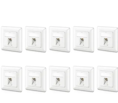 Produktbild von deleyCON 10x CAT6a Keystone Netzwerkdosen Set Unterputz 10x Netzwerkdose 10x Keystone Modul STP Geschirmt Metall Gehäuse RJ45 Keystone Jack Datendose Netzwerkkabel