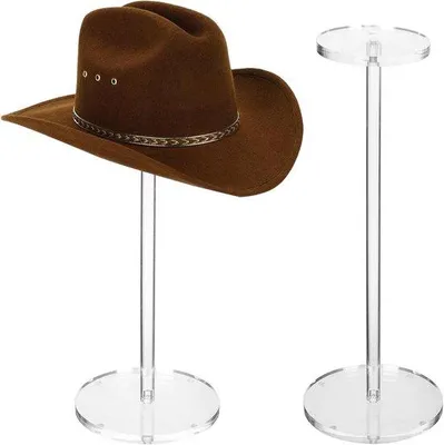 Immagine prodotto di Supporto in acrilico per cappelli da 12 pollici con base rotonda - Supporto da esposizione per cappelli