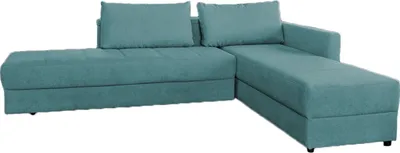 Produktbild von KAWOLA Schlafsofa IDA Sofa Boxspringbett Stoff petrol mit Topper