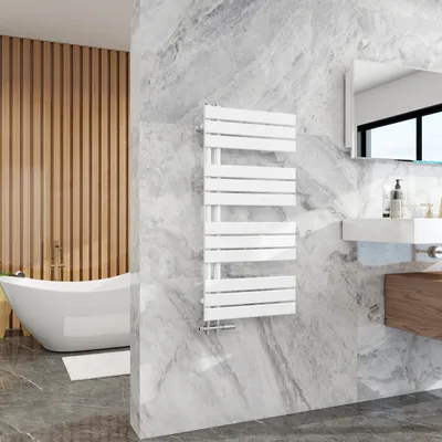Produktbild von Duschparadies Design Badheizkörper Heizkörper 1042x500mm Flach Paneel Seitenanschlusss für Warmwasserbetrieb Weiß 640W