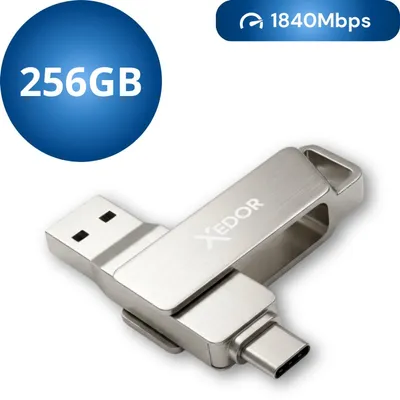 Produktbild von Xedor Blaze - USB-Stick - 256 GB - 1840 Mbit/s - USB-C und USB-A - iPhone und Android