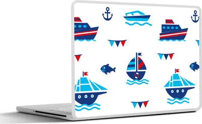 Produktbild von MuchoWow® Laptop Aufkleber Sticker Cover Boot - Blau - Rot - Junge - Muster 36.5x27.5 cm - Laptop-Sticker