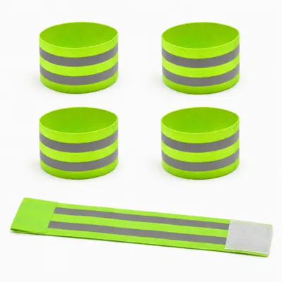 Produktbild von 4er Set Reflektorbänder – Elastische Reflektorbänder mit Klettverschluss für Arm & Bein, Sicherheitsbänder zum Joggen, Radfahren & Wandern