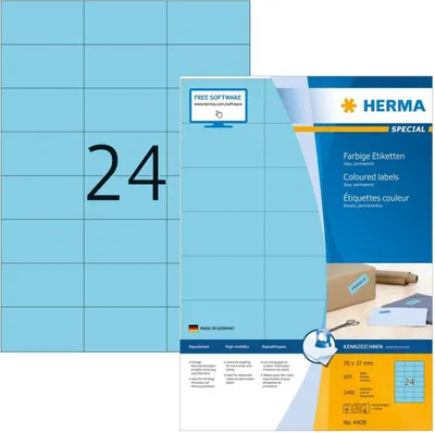 Produktbild von Etiketten A4 blau 70x37 mm Papier matt 2400 St.