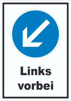 Produktbild von Schild Vorgeschriebene Vorbeifahrt links A0 Rückseite selbstklebend