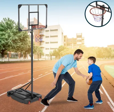 Produktbild von LARS360 Sturdy Basketball Hoop with Rolling Base – Height Adjustable 1.5-2.6m for Family Sports & Training