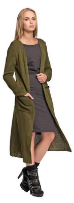 Produktbild von Damen Strickjacke Jacke Lang; Khaki/S/M/L