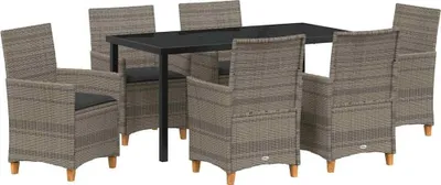 Produktbild von vidaXL Garten Essgruppe 7 pcs Grau Poly-Rattan