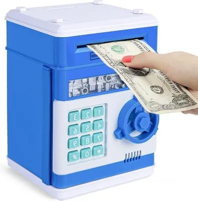 Produktbild von Elektronische Sparuhr Geldautomat für Kinder 4-11 Jahre Blaue Sparbox