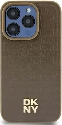 Image de DKNY DKHMP14SPSHRPSW iPhone 14 / 15 / 13 6.1" hardcase marron Motif cuir Métal Logo Housse MagSafe