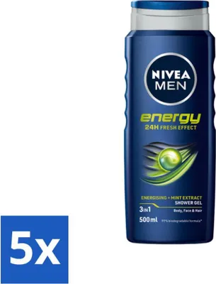 Image de NIVEA MEN - Gel douche - Energy - 500 ml - Pack avantage - 5 pièces