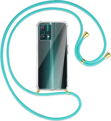 Produktbild von Handykette Backcover-Schutzhülle mit Band (Metall goldfarben) für Realme 9 Pro 5G - türkis