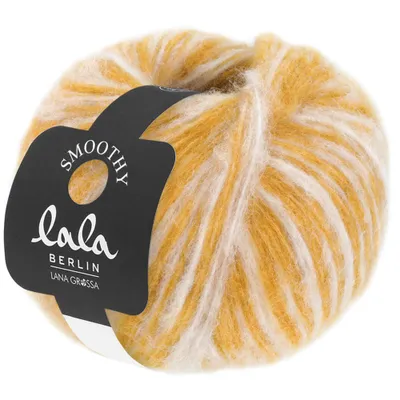 Produktbild von Lana Grossa LALA BERLIN SMOOTHY 50 g leichtes Alpaka-Schlauchgarn im Bicolor-Effekt 135 m, Farbe:006 - Senfgelb/Natur