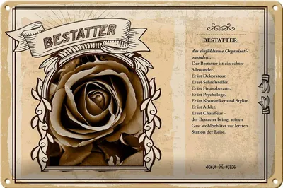 Produktbild von Blechschild Berufe 30x20cm Bestatterrateur Kosmetiker
