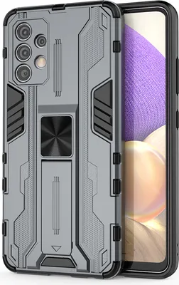 Produktbild von Galaxy A32 4G Hülle, Dual Layer PC TPU Bumper Stoßfest Ständer Schutzhülle für Samsung Galaxy A32 4G Grau