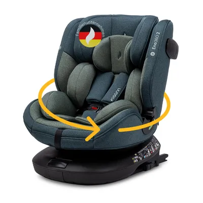 Produktbild von Osann Eno360 2, Kindersitz 360 drehbar mit Isofix 40-150 cm, Reboarder mit Isofix und Top-Tether – Universe Green