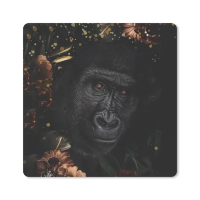 Produktbild von MuchoWow® Mauspad Mousepad Affe - Tiere - Blumen - Licht 20x20 cm - Mousepads - Maus Mat - Pad - Mausunterlage - Desk Mat - Bureauartikeln