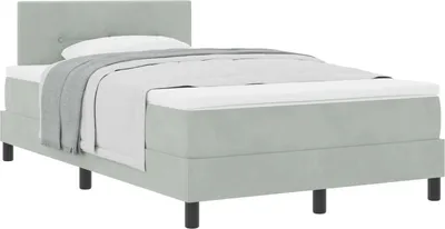 Produktbild von vidaXL Boxspringbett mit Kopfteil Hellgrau 120 x 200 cm Samt