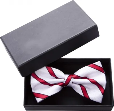 Produktbild von Fabio Farini - 1 Stück Weiße Herren Fliegen - Männer Querbinder Vorgebunden Bowtie Streifen - Weiß/Rot - Cloudberry/Kings Cloak