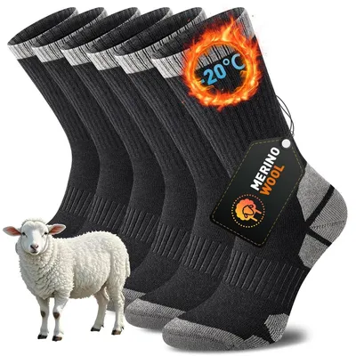 Imagen del producto de Calcetines térmicos - lana - Invierno - Mujer y hombre - 3 pares - Para senderismo, running y ciclismo