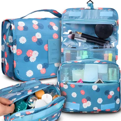 Produktbild von Kulturbeutel Kulturtasche Reise Kosmetiktasche Make-up-Organizer mit Henkel hängend Waschbeutel Waschtasche für Damen und Herren 24x9,5x19cm Retoo