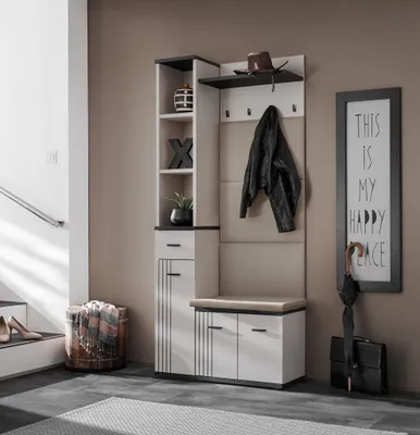 Obrázok produktu pre Stena do predsiene PETUNIA 5 s podsedákom - kašmír / čierna
