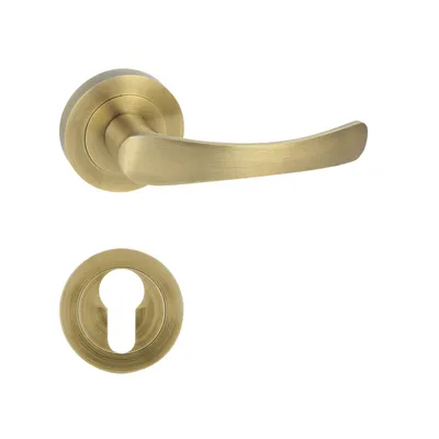 Produktbild von DOMINO Türgriff Drückergarnitur PZ-Profilzylinder Set | Rund-Rosette | Türklinke für Bürotür, Kellertür & Innentür | Aluminium | Bronze  | NOVA-R M3 |