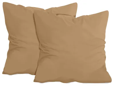 Productafbeelding van Set van 2 kussenslopen van katoen – jersey – ongeveer 80 x 80 cm, zandkleurig