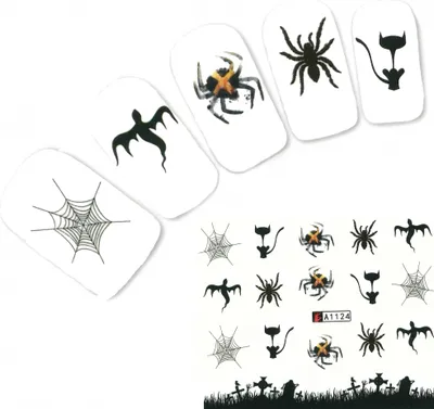 Produktbild von Tattoo Nail Halloween Totenköpfe Fledermaus Aufkleber Nagel Sticker