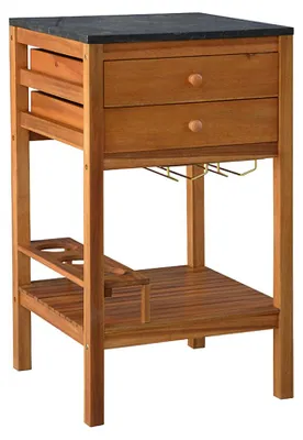Produktbild von Dehner Outdoor-Küche Southampton Schrank, mit Schubladen, 50 x 50 x 90 cm, FSC®-es Akazienholz / Stein, braun
