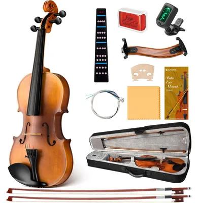 Produktbild von Violine Geige Streichinstrument - 4/4 - Massivholz - Für Anfänger - Mit Koffer, Bogen und Stimmgerät