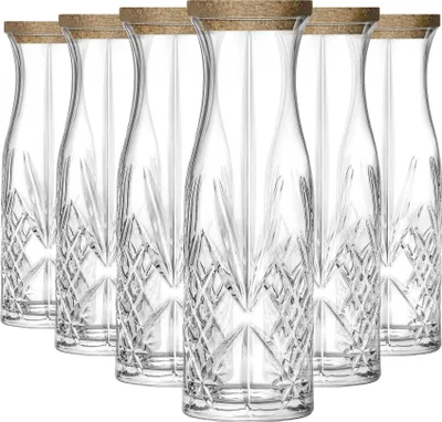 Produktbild von RCR Crystal Melodia Glaskaraffen mit Korkdeckel – 1 l – 6 Stück